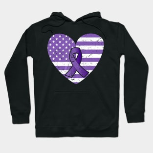 America Flag Heart Alzheimer Awareness  Family Gift Hoodie